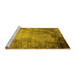 Sideview of Machine Washable Oriental Yellow Industrial Rug, wshurb2075yw