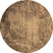 Round Oriental Brown Industrial Rug, urb2075brn