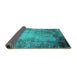 Sideview of Oriental Turquoise Industrial Rug, urb2075turq