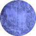 Round Oriental Blue Industrial Rug, urb2075blu