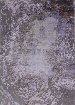 Mid-Century Modern Carbon Gray Oriental Rug, urb2075