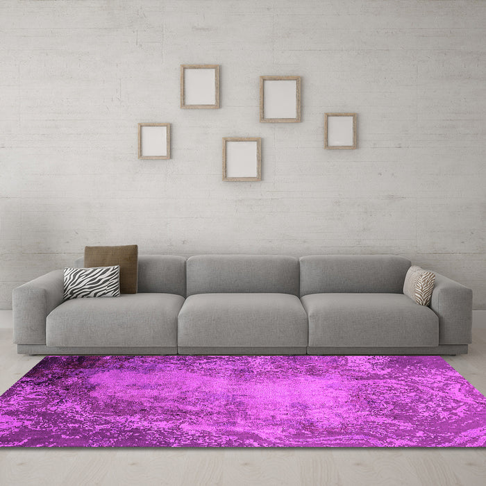 Machine Washable Oriental Pink Industrial Rug in a Living Room, wshurb2075pnk