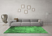 Machine Washable Oriental Emerald Green Industrial Area Rugs in a Living Room,, wshurb2075emgrn