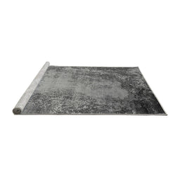 Sideview of Machine Washable Oriental Gray Industrial Rug, wshurb2075gry