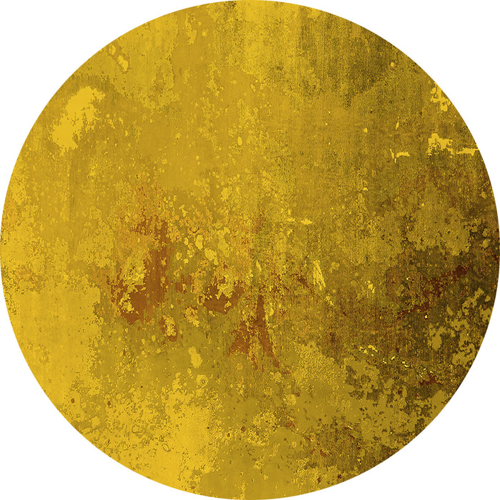Round Oriental Yellow Industrial Rug, urb2076yw