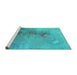 Sideview of Machine Washable Oriental Turquoise Industrial Area Rugs, wshurb2076turq