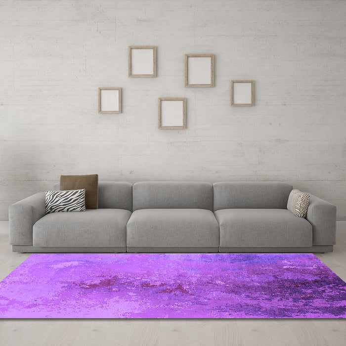 Machine Washable Oriental Purple Industrial Area Rugs in a Living Room, wshurb2076pur