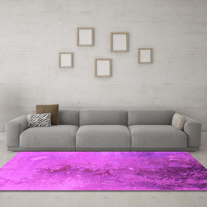 Machine Washable Oriental Pink Industrial Rug in a Living Room, wshurb2076pnk