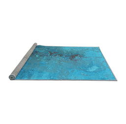 Sideview of Machine Washable Oriental Light Blue Industrial Rug, wshurb2076lblu
