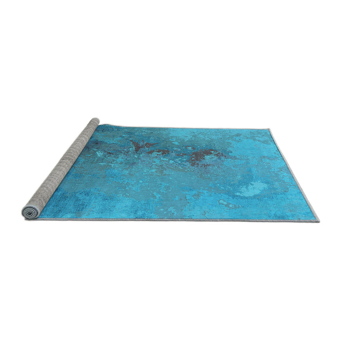 Sideview of Machine Washable Oriental Light Blue Industrial Rug, wshurb2076lblu