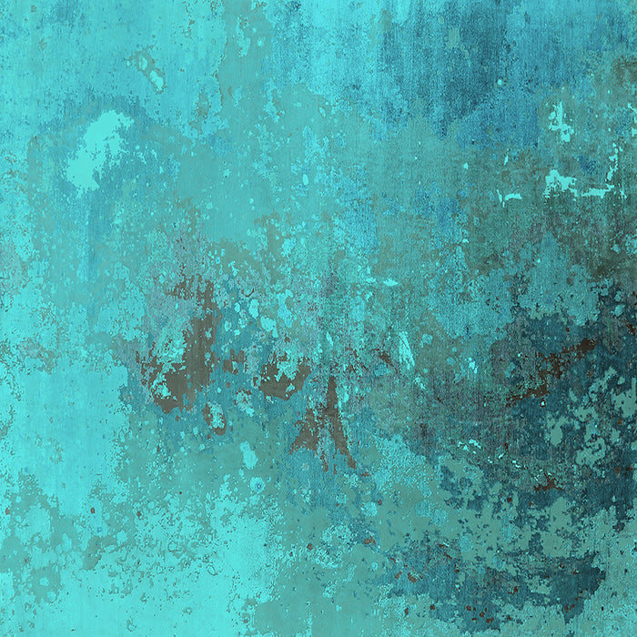 Square Machine Washable Oriental Turquoise Industrial Area Rugs, wshurb2076turq