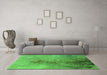 Machine Washable Oriental Green Industrial Area Rugs in a Living Room,, wshurb2076grn