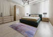 Mid-Century Modern Purple Oriental Rug in a Bedroom, urb2076