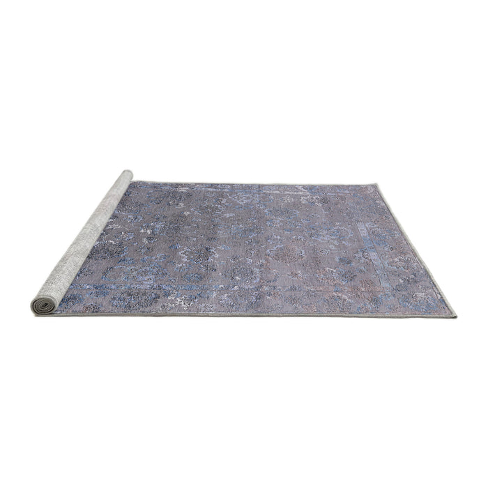 Sideview of Machine Washable Industrial Modern Blue Gray Rug, wshurb2077