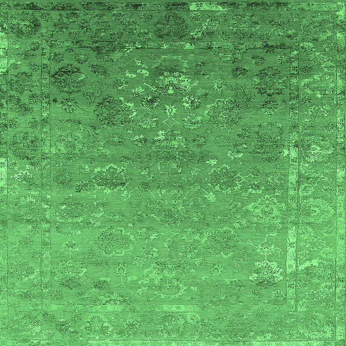 Square Oriental Emerald Green Industrial Rug, urb2077emgrn