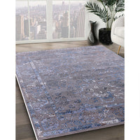 Mid-Century Modern Blue Gray Oriental Rug, urb2077