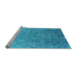Sideview of Machine Washable Oriental Light Blue Industrial Rug, wshurb2077lblu