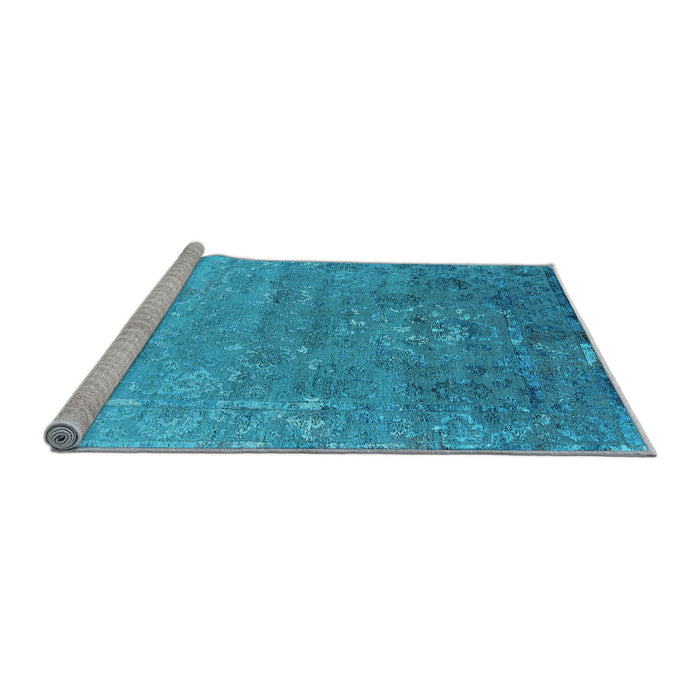 Sideview of Machine Washable Oriental Light Blue Industrial Rug, wshurb2077lblu