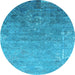 Round Oriental Light Blue Industrial Rug, urb2077lblu