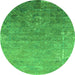 Round Oriental Green Industrial Rug, urb2077grn