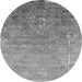 Round Oriental Gray Industrial Rug, urb2077gry