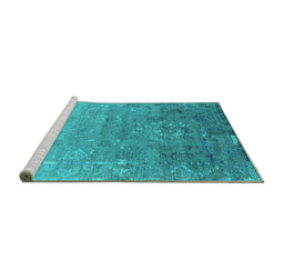 Sideview of Machine Washable Oriental Turquoise Industrial Area Rugs, wshurb2077turq