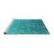 Sideview of Machine Washable Oriental Turquoise Industrial Area Rugs, wshurb2077turq