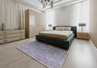 Mid-Century Modern Blue Gray Oriental Rug in a Bedroom, urb2077