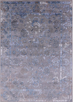 Mid-Century Modern Blue Gray Oriental Rug, urb2077