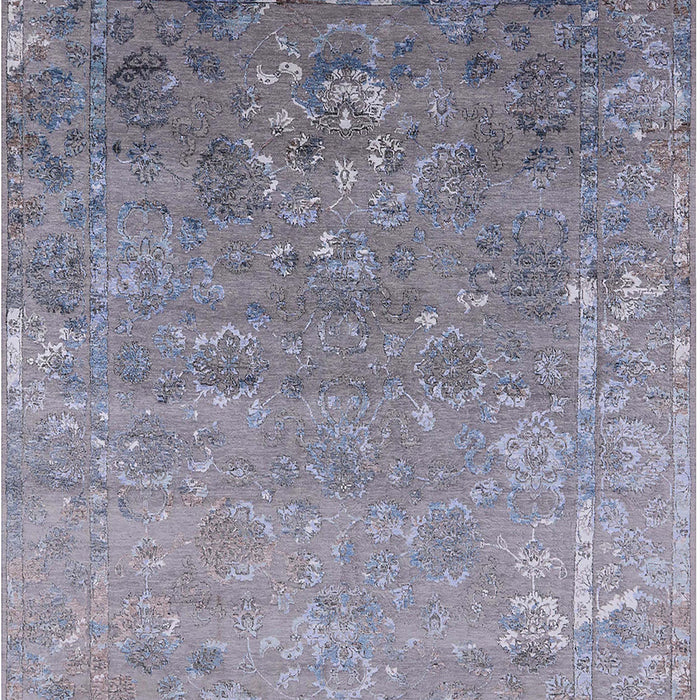 Mid-Century Modern Blue Gray Oriental Rug, urb2077