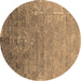 Round Oriental Brown Industrial Rug, urb2077brn