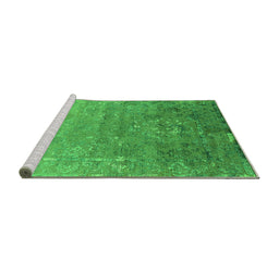 Sideview of Machine Washable Oriental Green Industrial Area Rugs, wshurb2077grn