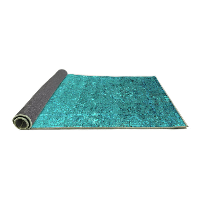 Sideview of Oriental Turquoise Industrial Rug, urb2077turq