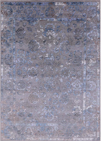 Machine Washable Industrial Modern Blue Gray Rug, wshurb2077