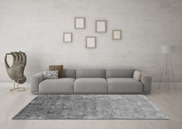 Machine Washable Oriental Gray Industrial Rug in a Living Room,, wshurb2077gry