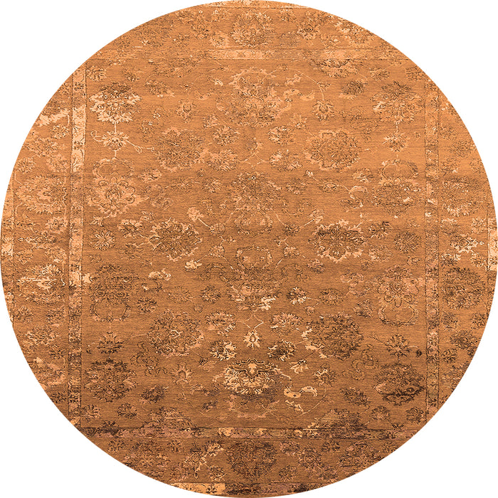 Round Oriental Orange Industrial Rug, urb2077org