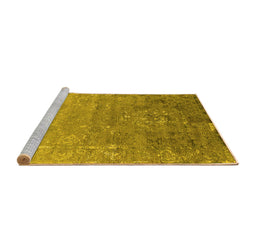 Sideview of Machine Washable Oriental Yellow Industrial Rug, wshurb2077yw
