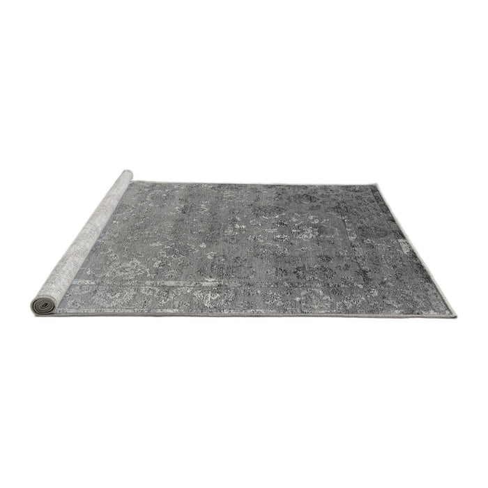 Sideview of Machine Washable Oriental Gray Industrial Rug, wshurb2077gry