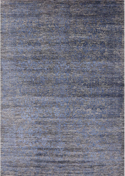 Mid-Century Modern Purple Navy Blue Oriental Rug, urb2078