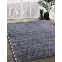 Mid-Century Modern Purple Navy Blue Oriental Rug, urb2078