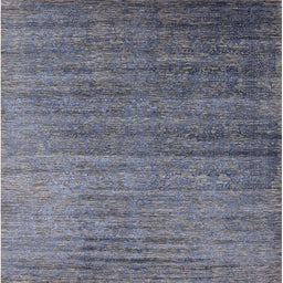 Square Mid-Century Modern Purple Navy Blue Oriental Rug, urb2078