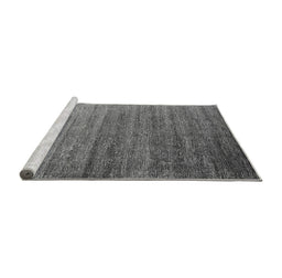 Sideview of Machine Washable Oriental Gray Industrial Rug, wshurb2078gry