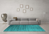 Machine Washable Oriental Turquoise Industrial Rug, wshurb2078turq