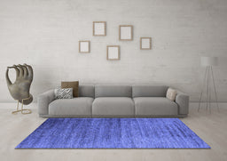 Machine Washable Oriental Blue Industrial Rug in a Living Room, wshurb2078blu