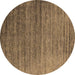 Round Machine Washable Oriental Brown Industrial Rug, wshurb2078brn