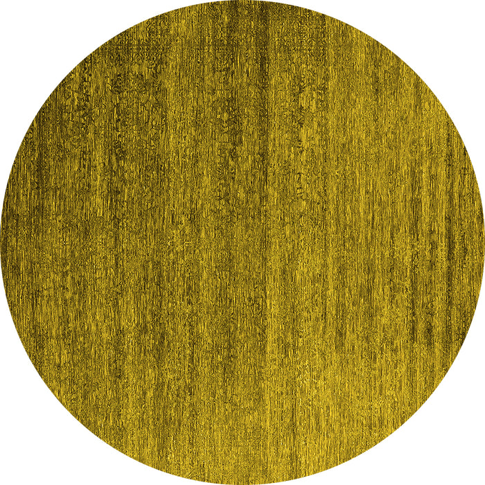 Round Machine Washable Oriental Yellow Industrial Rug, wshurb2078yw