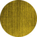 Round Machine Washable Oriental Yellow Industrial Rug, wshurb2078yw