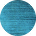 Round Oriental Light Blue Industrial Rug, urb2078lblu