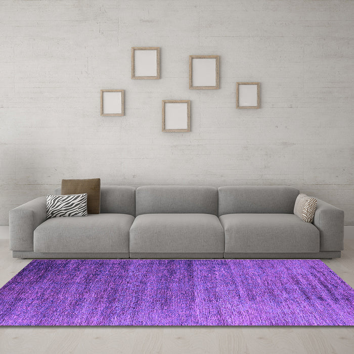 Machine Washable Oriental Purple Industrial Area Rugs in a Living Room, wshurb2078pur