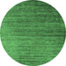 Round Oriental Emerald Green Industrial Rug, urb2078emgrn